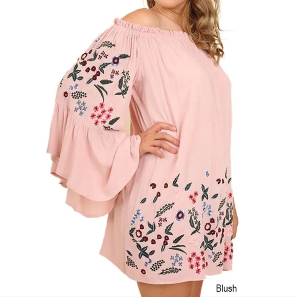 Umgee Embroidered Half Sleeve Velvet Mini Dress with Tassel main image 1